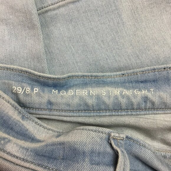 Ann Taylor Loft Womens 29/8 Petite Modern Straight Jeans Light Wash Cotton Blend - Picture 12 of 15